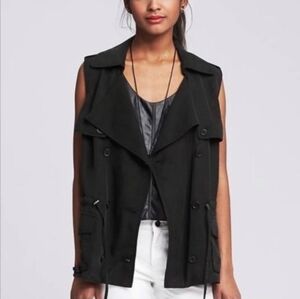 Banana Republic Trench Vest Cinch Waist Utility Pockets Large